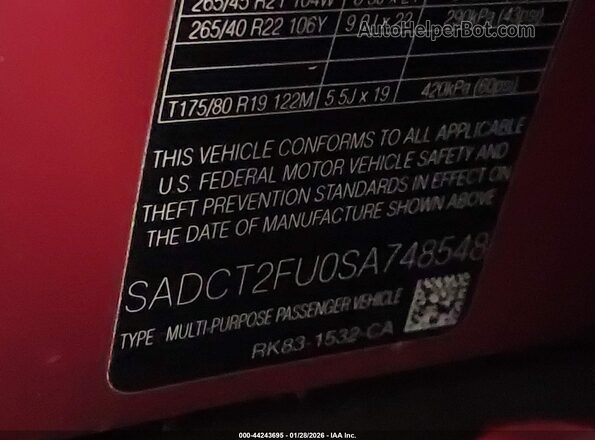 SADCT2FU0SA748548 2025 JAGUAR F-PACE Red Вид підкапотного простору