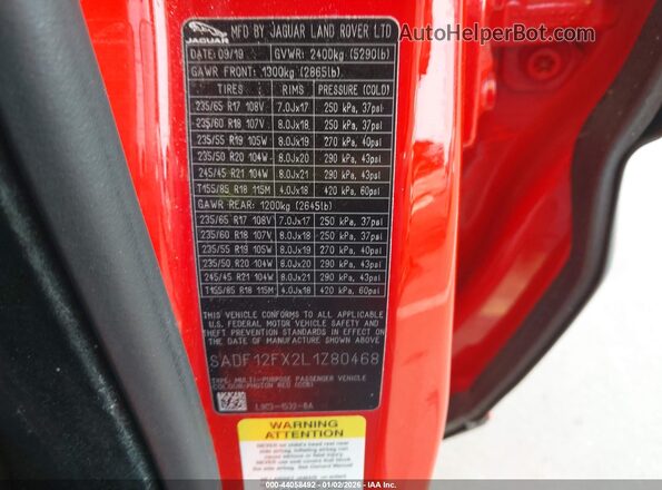 SADF12FX2L1Z80468 2020 JAGUAR E-PACE Orange Widok komory silnika