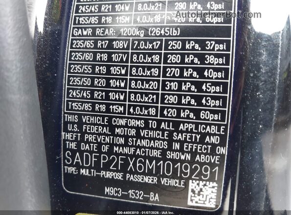 SADFP2FX6M1019291 2021 JAGUAR E-PACE Black Vista del compartimento del motor