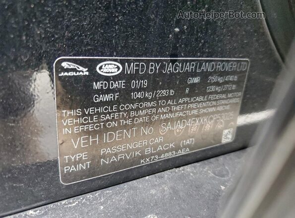 SAJAD4FXXKCP53025 2019 JAGUAR XF Black Vista del compartimento del motor