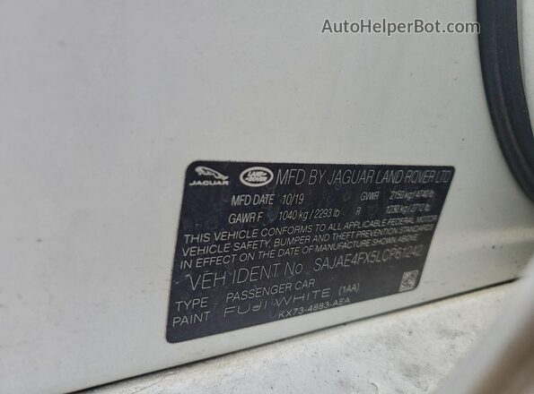 SAJAE4FX5LCP61242 2020 JAGUAR XF Белый Вид подкапотного пространства