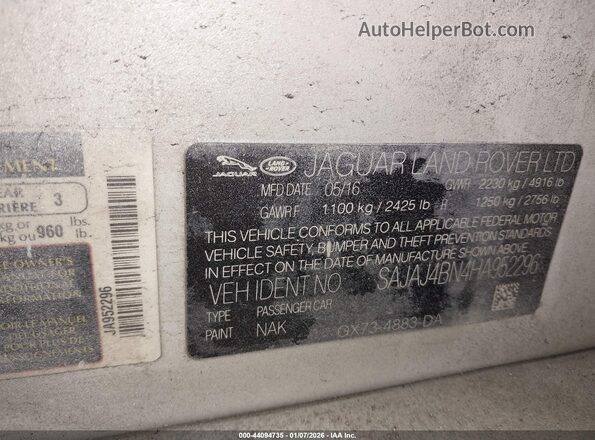 SAJAJ4BN4HA952296 2017 JAGUAR XF Белый Вид подкапотного пространства