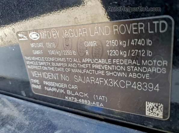 SAJAR4FX3KCP48394 2019 JAGUAR XF Черный Вид подкапотного пространства