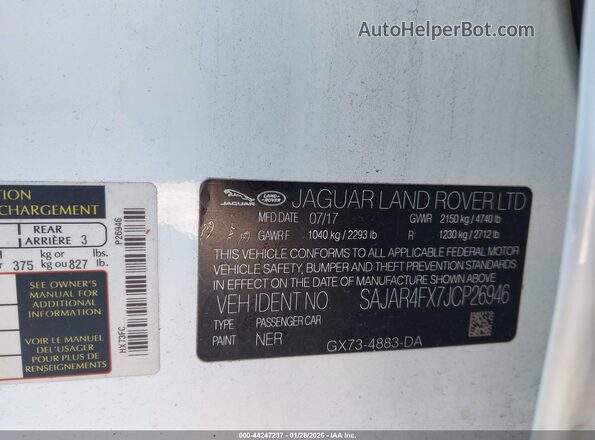 SAJAR4FX7JCP26946 2018 JAGUAR XF White Շարժիչի բաժամունքի տեսք