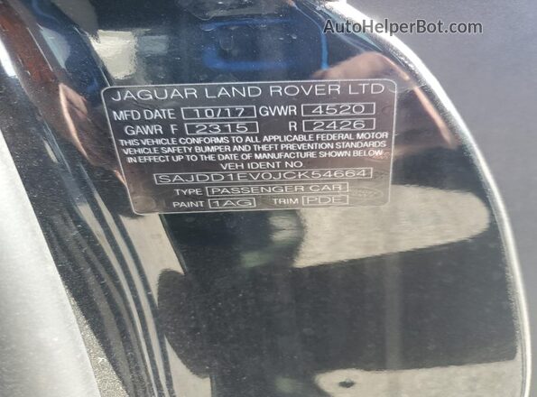 SAJDD1EV0JCK54664 2018 JAGUAR F-TYPE Black ძრავის განყოფილების ხედი