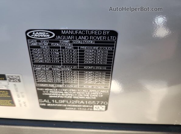 SAL1L9FU2RA165770 2024 LAND ROVER RANGE Silver 