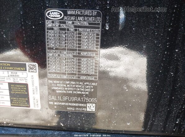 SAL1L9FU9RA175065 2024 LAND ROVER RANGE ROVER SPORT Black Vista del compartimento del motor