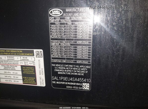 SAL1P9EU4SA455410 2025 LAND ROVER RANGE ROVER SPORT Black ძრავის განყოფილების ხედი