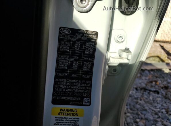 SALCJ2FX1PH921495 2023 LAND ROVER DISCOVERY White VIN კოდის სტიკერის ხედი