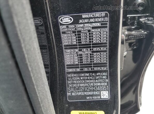 SALCJ2FX2RH348951 2024 LAND ROVER DISCOVERY Black Vista interior de 360 grados