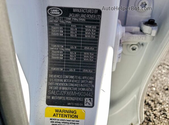 SALCJ2FX6MH903442 2021 LAND ROVER DISCOVERY White 360 interior view