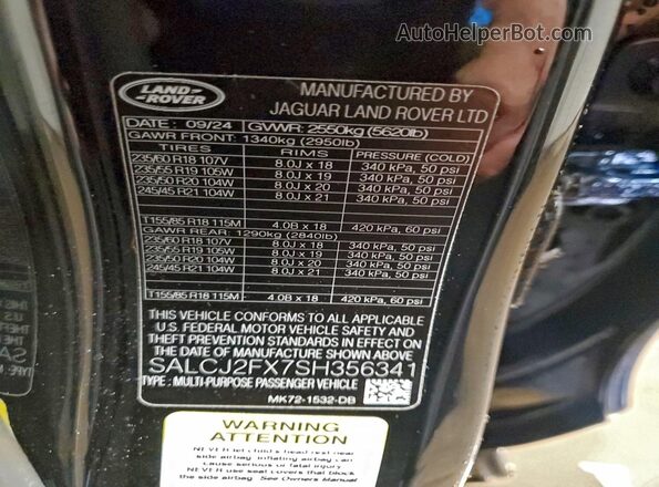 SALCJ2FX7SH356341 2025 LAND ROVER DISCOVERY Black Vista interior de 360 grados