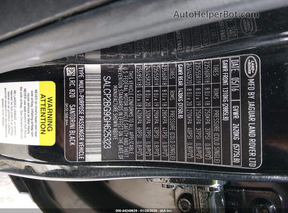 SALCP2BG9GH625323 2016 LAND ROVER DISCOVERY SPORT Черный Вид подкапотного пространства