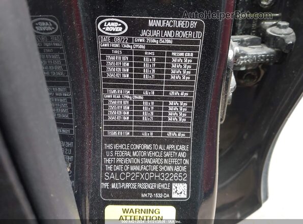 SALCP2FX0PH322652 2023 LAND ROVER DISCOVERY SPORT Black Widok komory silnika