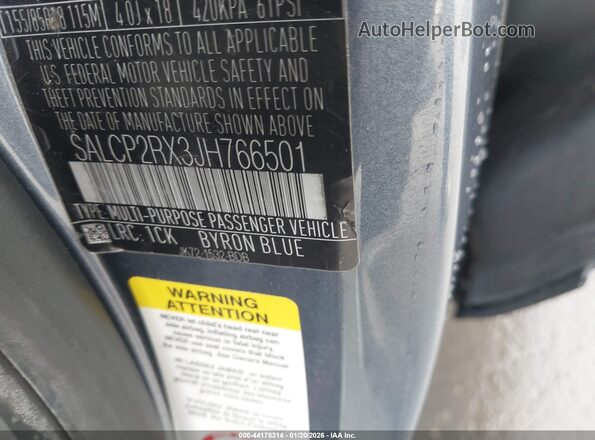 SALCP2RX3JH766501 2018 LAND ROVER DISCOVERY SPORT Light Blue Вид подкапотного пространства