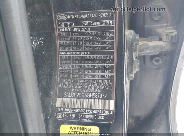 SALCR2BG5GH587972 2016 LAND ROVER DISCOVERY SPORT Black 