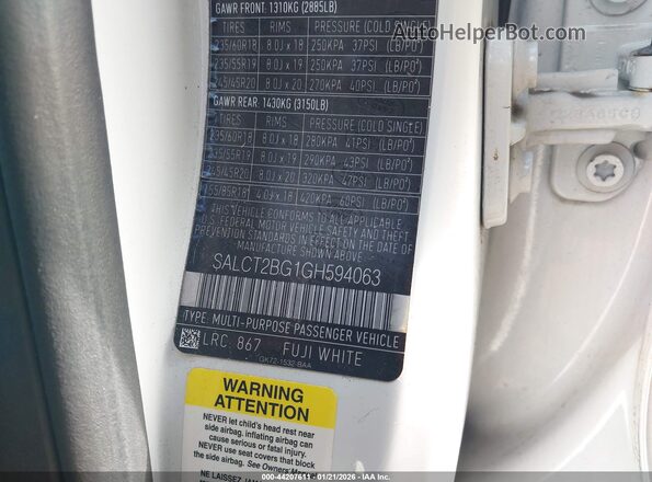 SALCT2BG1GH594063 2016 LAND ROVER DISCOVERY SPORT Белый Вид подкапотного пространства