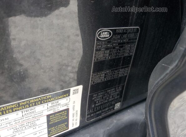 SALEXFEU0P2162038 2023 LAND ROVER DEFENDER Charcoal VIN კოდის სტიკერის ხედი