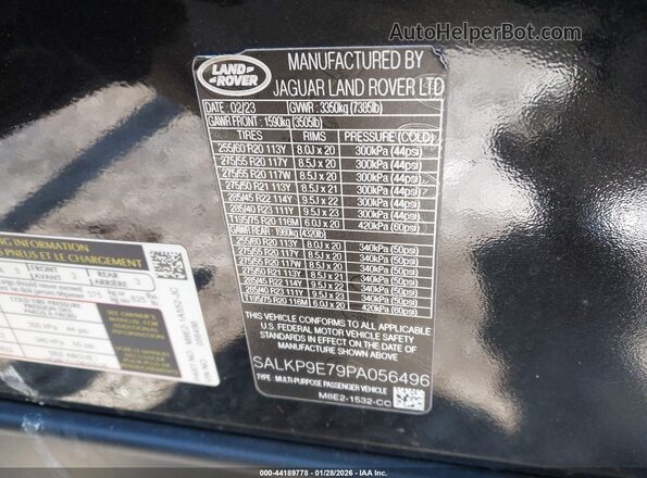 SALKP9E79PA056496 2023 LAND ROVER RANGE ROVER Black 