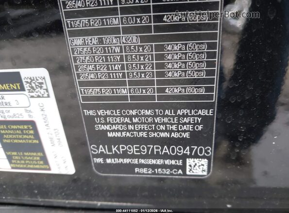 SALKP9E97RA094703 2024 LAND ROVER RANGE ROVER Black Engine compartment view