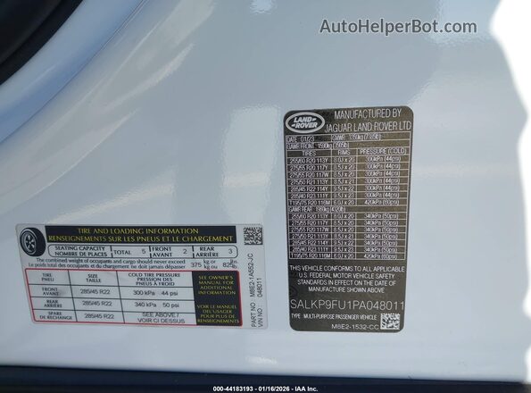 SALKP9FU1PA048011 2023 LAND ROVER RANGE ROVER White Engine compartment view