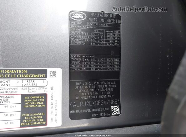 SALRJ2EX8P2478664 2023 LAND ROVER DISCOVERY Gray ძრავის განყოფილების ხედი