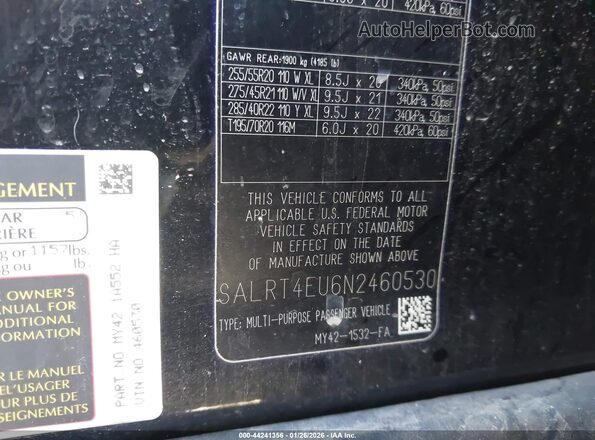 SALRT4EU6N2460530 2022 LAND ROVER DISCOVERY Black Շարժիչի բաժամունքի տեսք