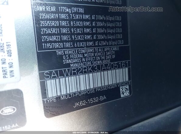 SALWR2RK3JA405161 2018 LAND ROVER RANGE ROVER SPORT Gray Շարժիչի բաժամունքի տեսք