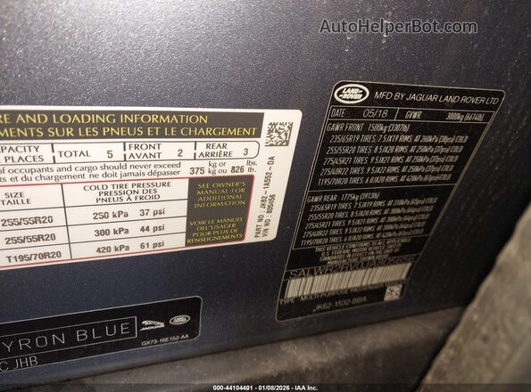 SALWR2RV0JA805656 2018 LAND ROVER RANGE ROVER SPORT Navy Շարժիչի բաժամունքի տեսք