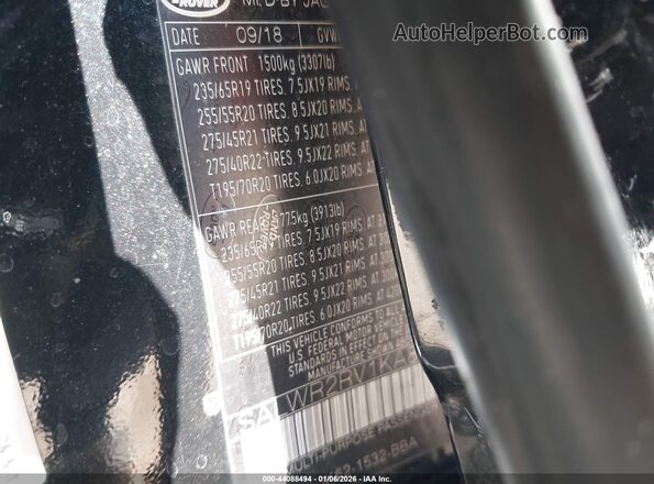 SALWR2RV1KA826551 2019 LAND ROVER RANGE ROVER SPORT Black Вид підкапотного простору