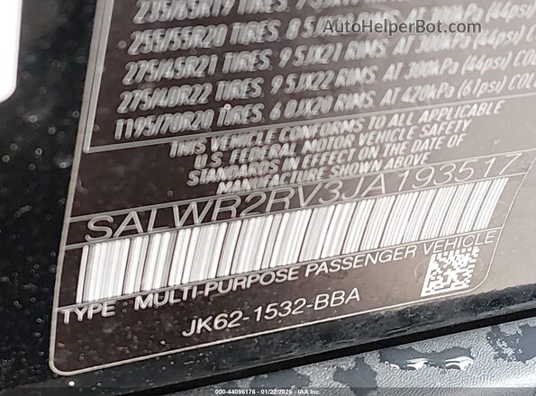 SALWR2RV3JA193517 2018 LAND ROVER RANGE ROVER SPORT Black Engine compartment view