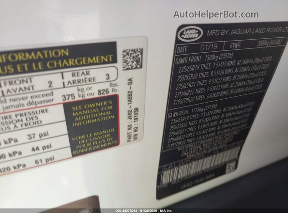 SALWR2RV7JA191639 2018 LAND ROVER RANGE ROVER SPORT White Շարժիչի բաժամունքի տեսք