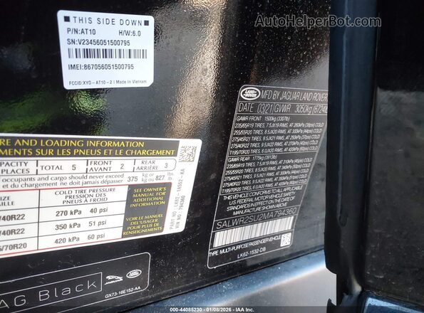 SALWR2SU2MA794360 2021 LAND ROVER RANGE ROVER SPORT Black 