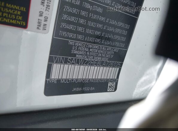 SALWZ2RE8LA726125 2020 LAND ROVER RANGE ROVER SPORT White Engine compartment view