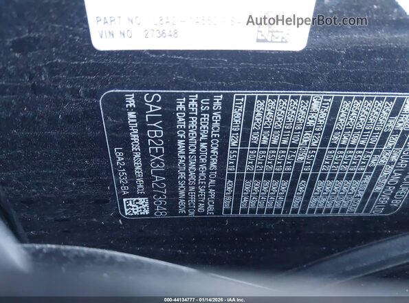 SALYB2EX3LA273648 2020 LAND ROVER RANGE ROVER VELAR Black Engine compartment view