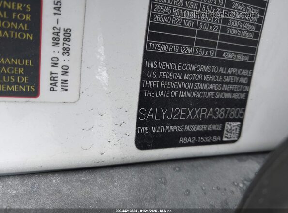 SALYJ2EXXRA387805 2024 LAND ROVER RANGE ROVER VELAR Белый Вид подкапотного пространства