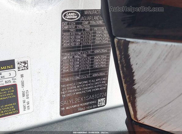 SALYL2EX1SA810724 2025 LAND ROVER RANGE ROVER VELAR Белый Вид подкапотного пространства