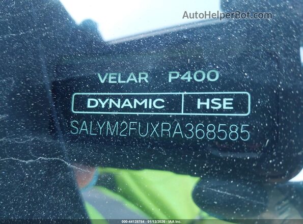 SALYM2FUXRA368585 2024 LAND ROVER RANGE ROVER VELAR Gray ძრავის განყოფილების ხედი