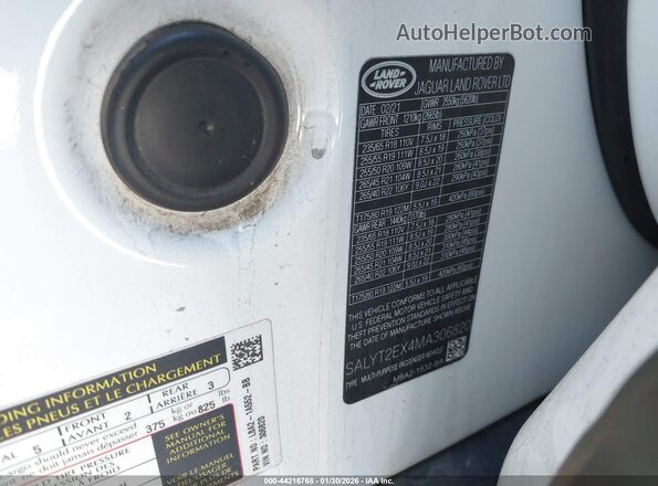 SALYT2EX4MA306820 2021 LAND ROVER RANGE ROVER VELAR Белый Вид подкапотного пространства