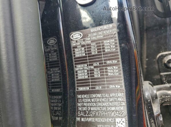 SALZJ2FX7PH190422 2023 LAND ROVER RANGE Black Widok wnętrza 360 stopni