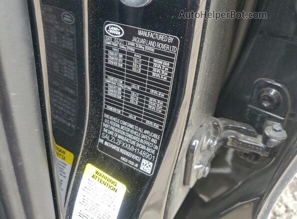 SALZL2FXXMH148901 2021 LAND ROVER RANGE Black VIN sticker view