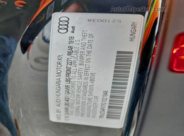 TRUC5AFV7G1021946 2016 AUDI TT Черный Вид подкапотного пространства