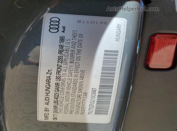 TRUT5CFV3J1003687 2018 AUDI TT Серый Вид подкапотного пространства