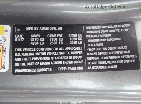 W04WH3N52HG090743 2017 BUICK CASCADA Gray Շարժիչի բաժամունքի տեսք