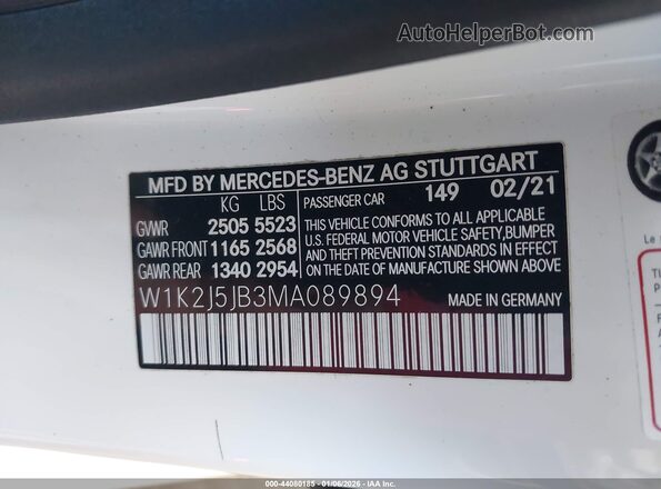 W1K2J5JB3MA089894 2021 MERCEDES-BENZ CLS-CLASS White Շարժիչի բաժամունքի տեսք