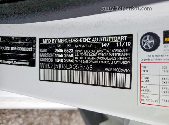 W1K2J5JB6LA055768 2020 MERCEDES-BENZ CLS-CLASS White Շարժիչի բաժամունքի տեսք