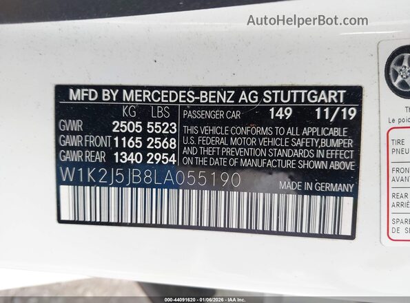 W1K2J5JB8LA055190 2020 MERCEDES-BENZ CLS-CLASS White Շարժիչի բաժամունքի տեսք