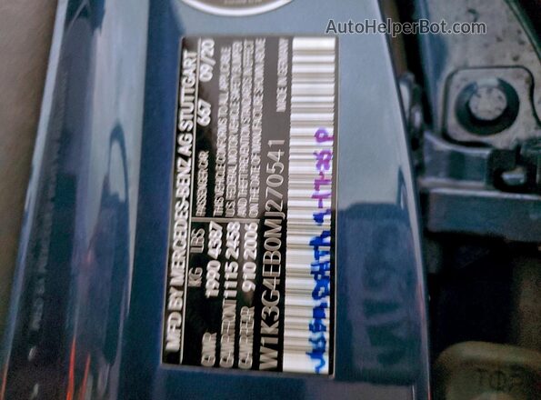 W1K3G4EB0MJ270541 2021 MERCEDES-BENZ A Blue Vista de la etiqueta del VIN