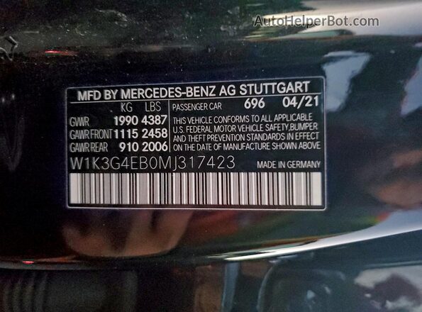 W1K3G4EB0MJ317423 2021 MERCEDES-BENZ A Black Engine compartment view
