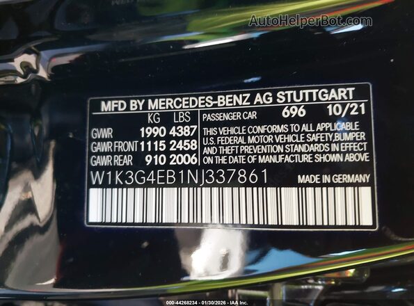 W1K3G4EB1NJ337861 2022 MERCEDES-BENZ A 220 Gray Widok komory silnika